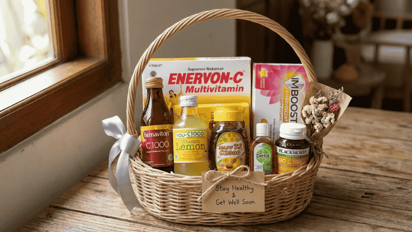 hampers vitamin dan suplemen hardbox
